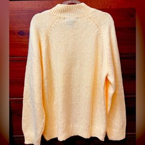 Karen Scott Butter Yellow Cable Knit Pearl Mock Neck Sweater L